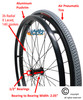 SET of 2, 24" (540mm) 36 Spoke Rim With PRIMO PASSAGE Tire & Air Tube